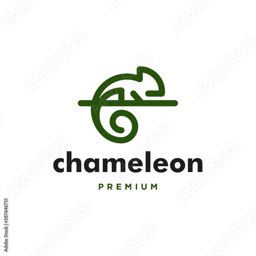 chameleon logo lineart vector icon illustration