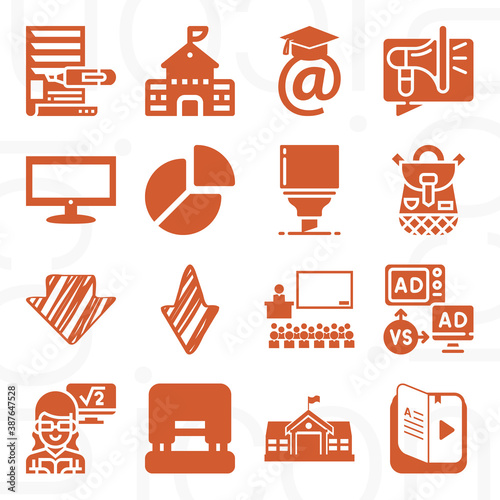 16 pack of enrollment  filled web icons set