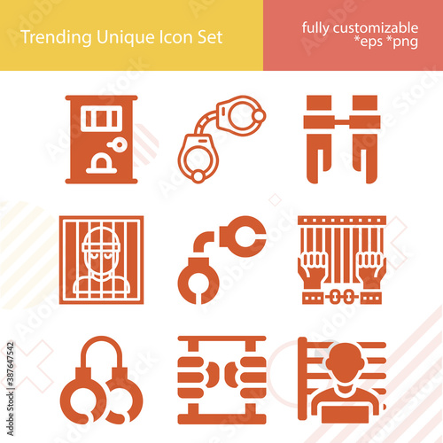 Simple set of probation related filled icons.