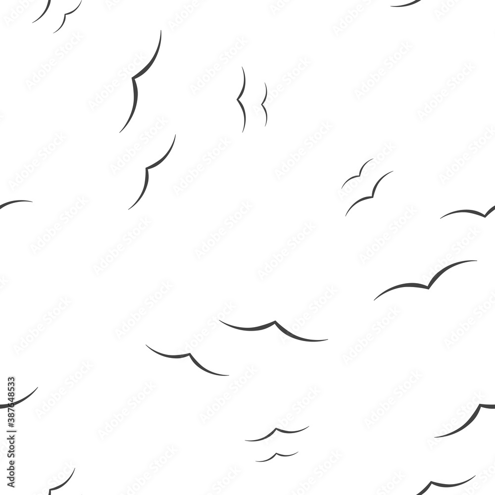 Flock of birds. Bird vector icon seamless pattern on a white background. Flock of birds. Bird vector icon seamless pattern on a white background.