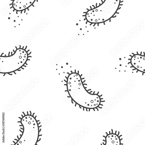 Bacteria vector icon seamless pattern on a white background.