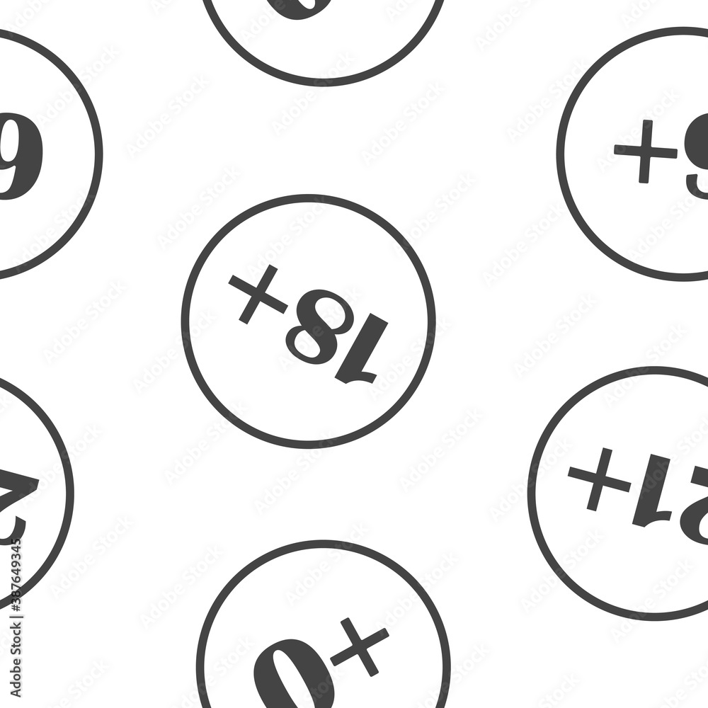 Set of vector icon age restriction seamless pattern on a white background. Set of vector icon age restriction seamless pattern on a white background.