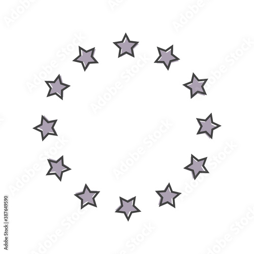 Vector star icon in a circle. Circle consisting of stars cartoon style on white isolated background.