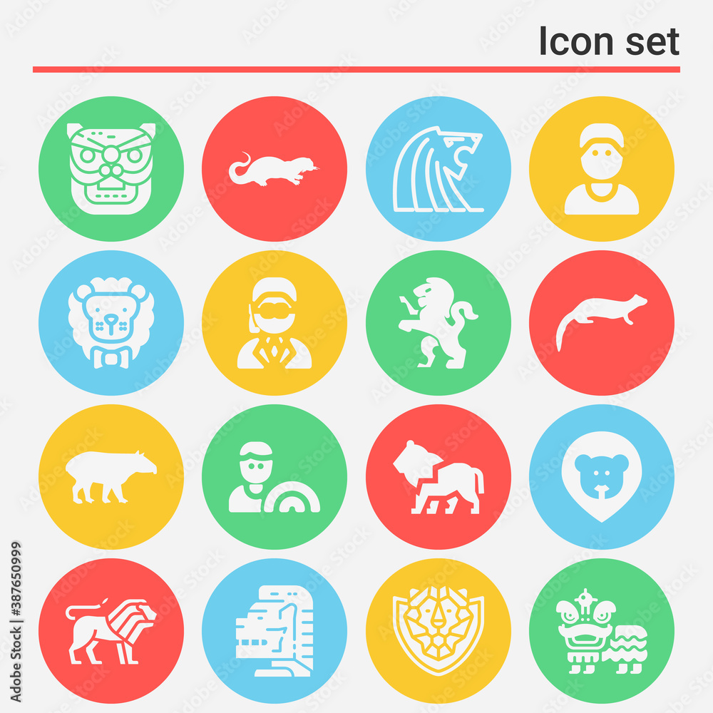 16 pack of famous person  filled web icons set