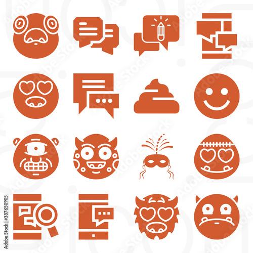 16 pack of feared  filled web icons set
