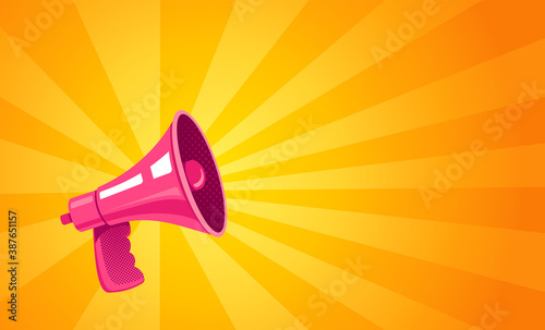 Retro megaphone on yellow background