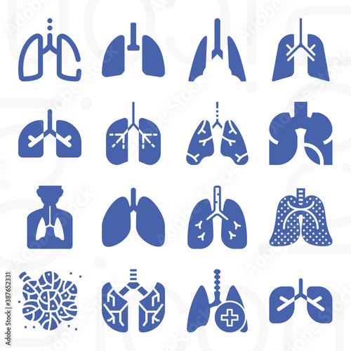16 pack of respiratory organ  filled web icons set