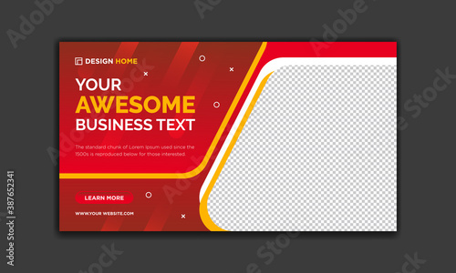 Creative Modern Colorful banner template. Blue, Orange and Purple Banner design. Horizontal advertising banner with space for your picture. You can use it easily.