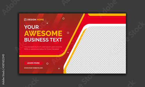 Creative Modern Colorful banner template. Blue, Orange and Purple Banner design. Horizontal advertising banner with space for your picture. You can use it easily.