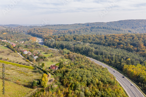 Drone photo of the road leading to City Zalaegerszeg from West, Hungary © Gbor