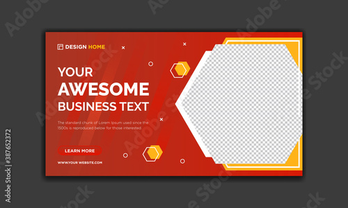 Creative Modern Colorful banner template. Blue, Orange and Purple Banner design. Horizontal advertising banner with space for your picture. You can use it easily.