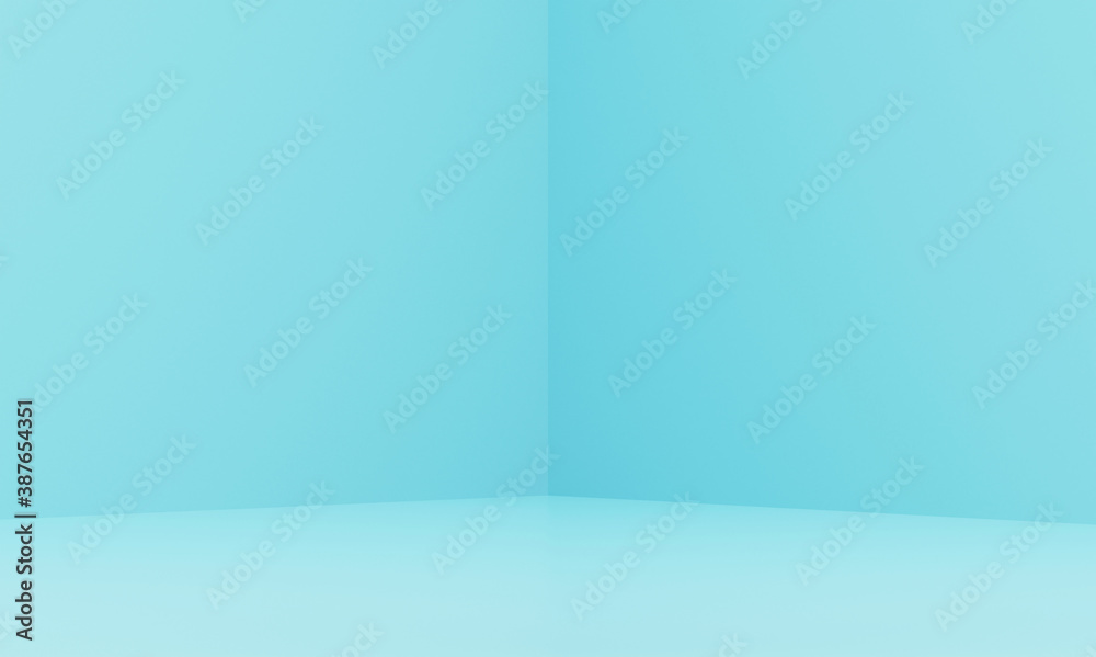 Corner of blue room in the 3d. Blue background, 3d render Corner of blue room in the 3d. Blue background, 3d render