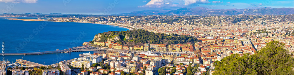 City of Nice waterfront aerial panoramic view, French riviera