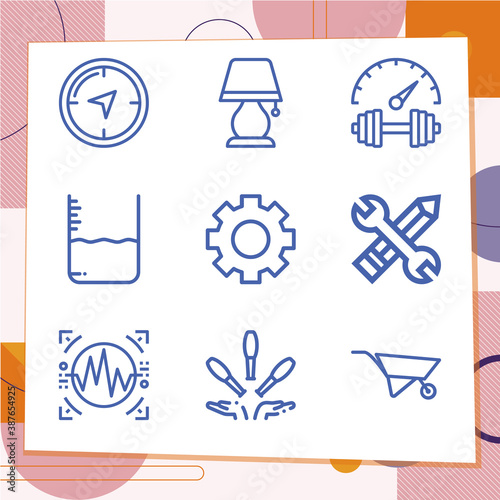 Simple set of 9 icons related to theology
