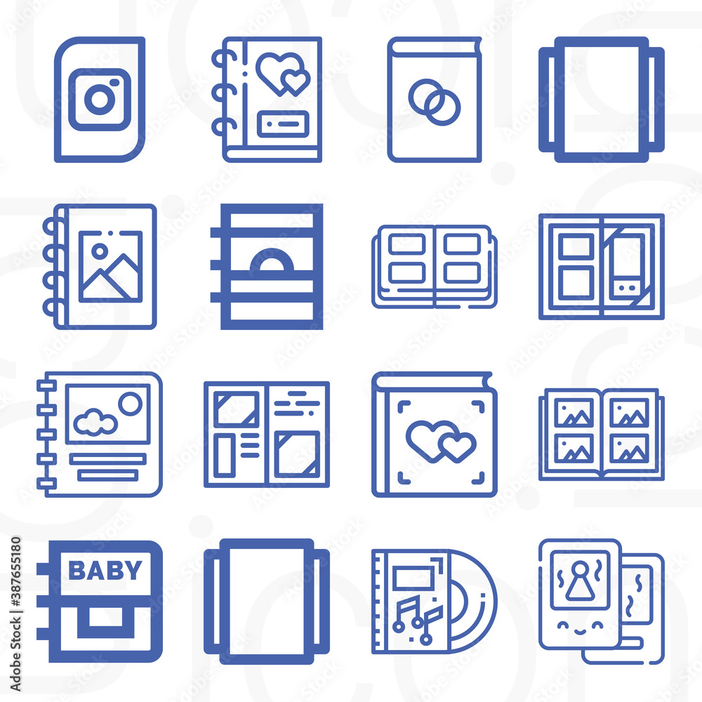 16 pack of photo album lineal web icons set 16 pack of photo album lineal web icons set