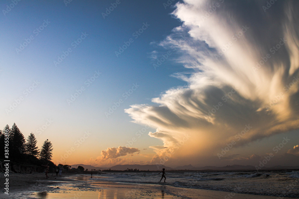 person at the dusky beach