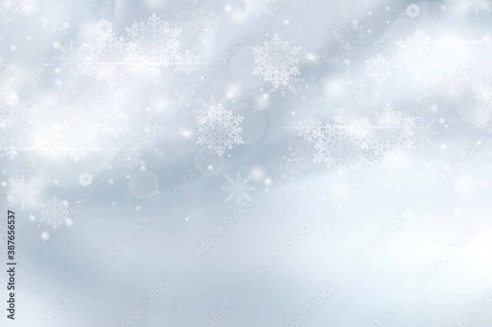 Gray gradient abstract background. illustration Christmas winter card concept white snowflake and bokeh light with copy space. Gray gradient abstract background. illustration Christmas winter card concept white snowflake and bokeh light with copy space.