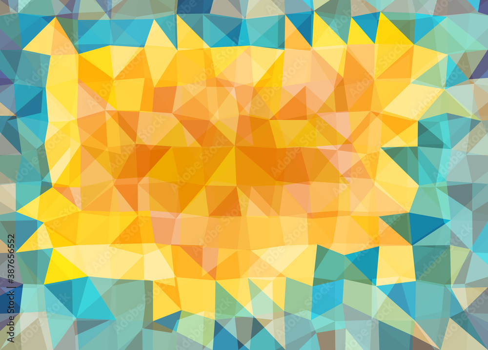 Vector triangle mosaic background with transparencies in blue and yellow colors Vector triangle mosaic background with transparencies in blue and yellow colors