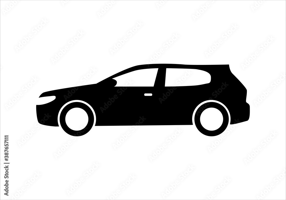 Modern car hatchback flat icon. Illustration isolated on a white background.