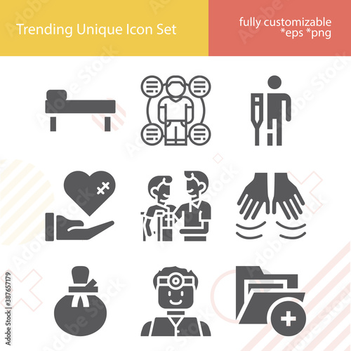 Simple set of therapist related filled icons.