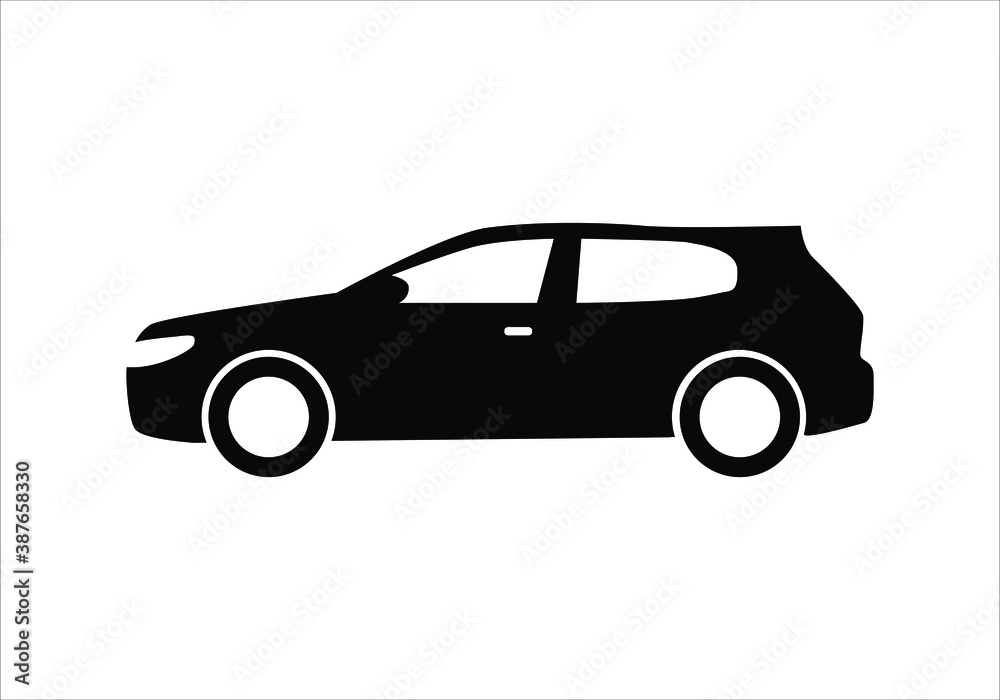 Modern car hatchback flat icon. Vector illustration isolated on a white background.