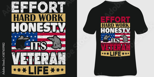 Veteran T-Shirt design template, Vintage veteran emblems, veteran quote, and vector design.