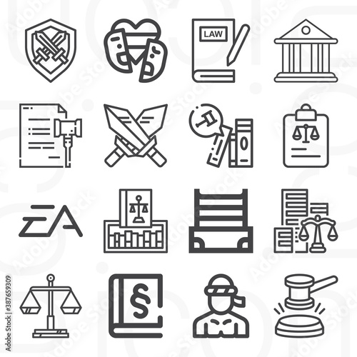 16 pack of martial  lineal web icons set