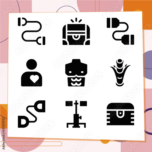 Simple set of 9 icons related to pains