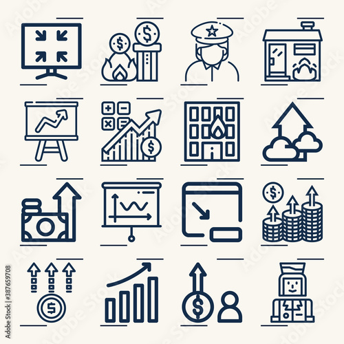 Simple set of risks related lineal icons.
