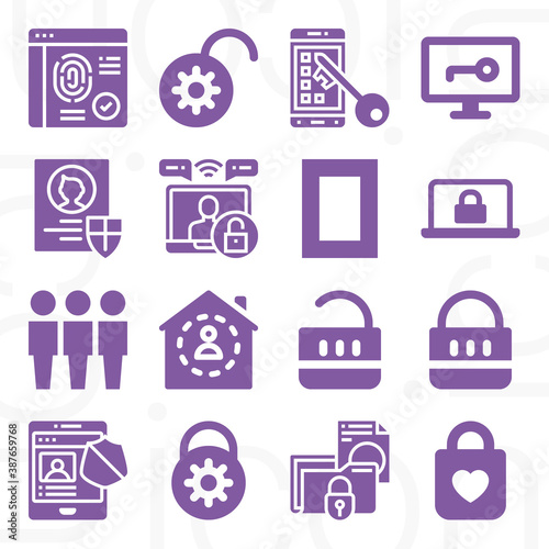 16 pack of isolation  filled web icons set