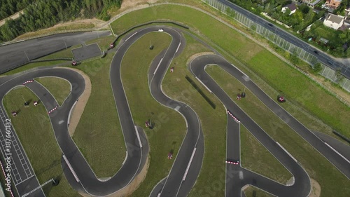 Track car racing top view 4K