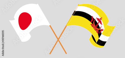 Crossed flags of Brunei and Japan