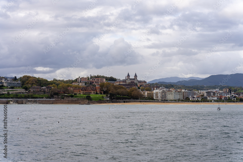Views of the Miramar Palace from the other side of the coast of San Sebastian