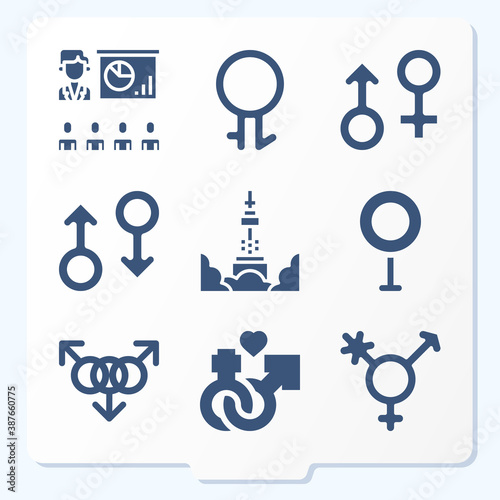 Simple set of 9 icons related to grammatical