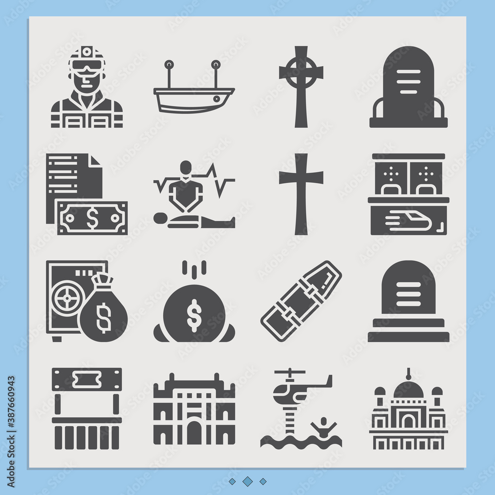 Simple set of salvation related filled icons. Simple set of salvation related filled icons.