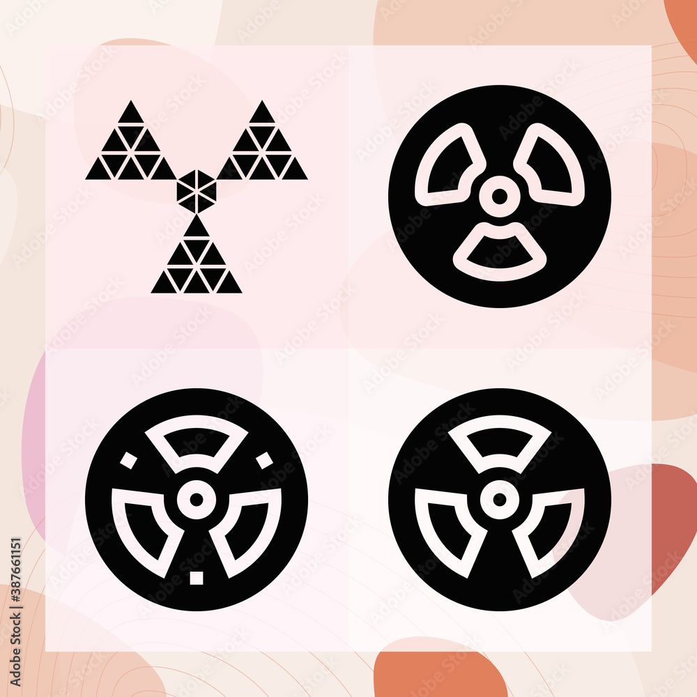 Simple set of beta ray related filled icons Simple set of beta ray related filled icons