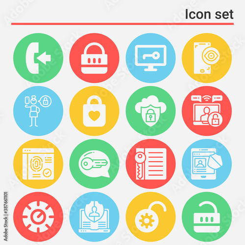 16 pack of intrusion  filled web icons set