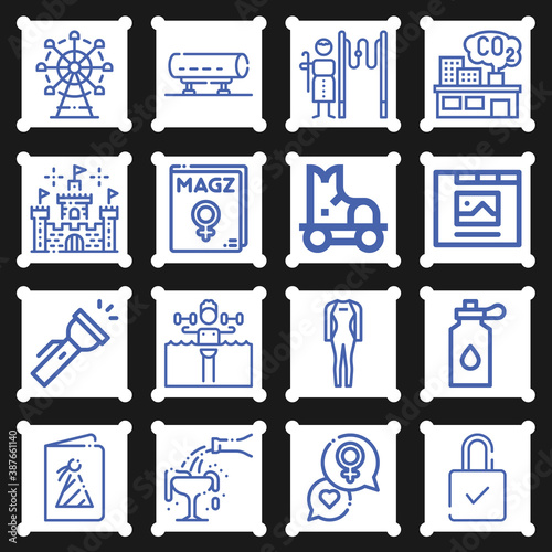 16 pack of activated  lineal web icons set