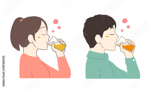 ビールを飲んでほろ酔いになる(線無し)