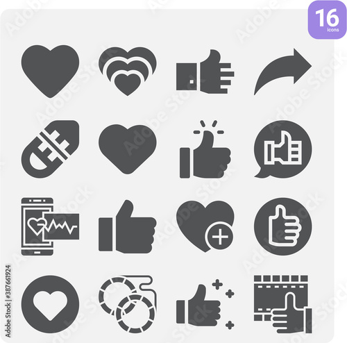Simple set of such related filled icons.