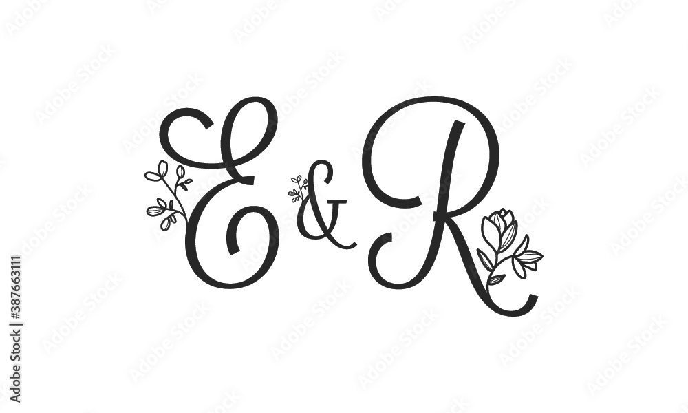 E&R floral ornate letters wedding alphabet characters E&R floral ornate letters wedding alphabet characters