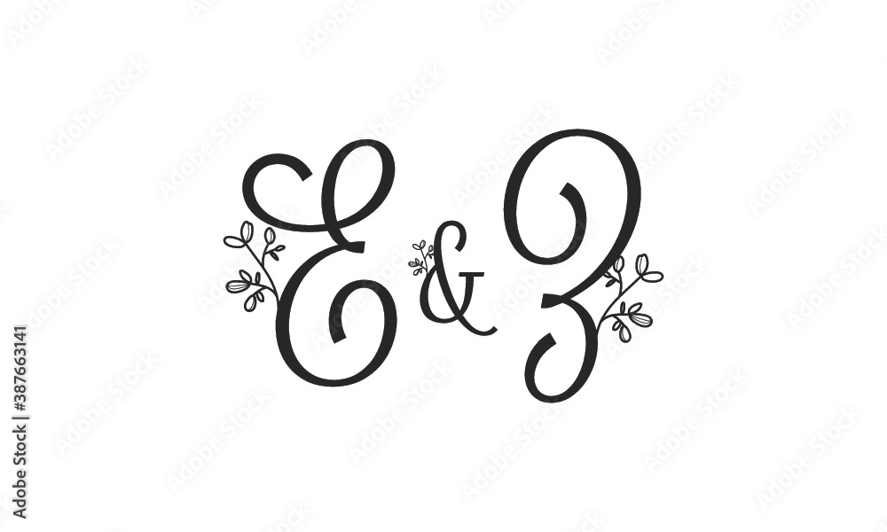 E&Z floral ornate letters wedding alphabet characters E&Z floral ornate letters wedding alphabet characters
