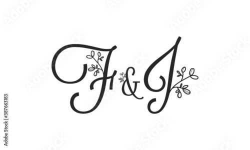 F&J floral ornate letters wedding alphabet characters