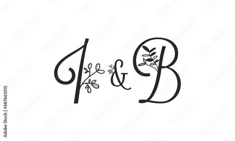 I&B floral ornate letters wedding alphabet characters I&B floral ornate letters wedding alphabet characters