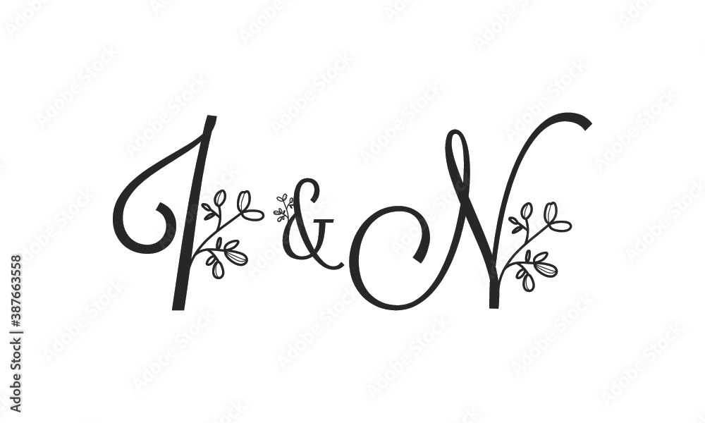 I&N floral ornate letters wedding alphabet characters I&N floral ornate letters wedding alphabet characters
