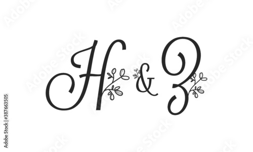 H&Z floral ornate letters wedding alphabet characters