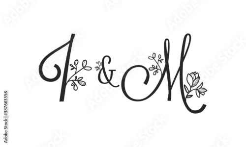 I&M floral ornate letters wedding alphabet characters