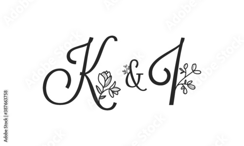 K&I floral ornate letters wedding alphabet characters