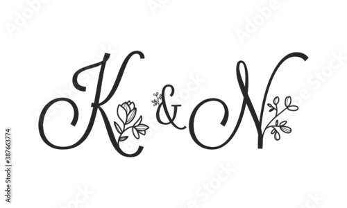 K&N floral ornate letters wedding alphabet characters
