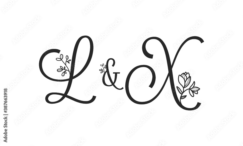L&X floral ornate letters wedding alphabet characters L&X floral ornate letters wedding alphabet characters